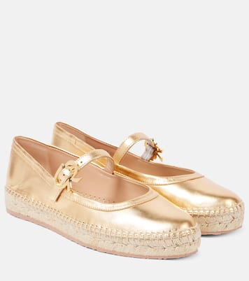 Mary-Jane-Ballerinas Elda aus Metallic-Leder | Gianvito Rossi