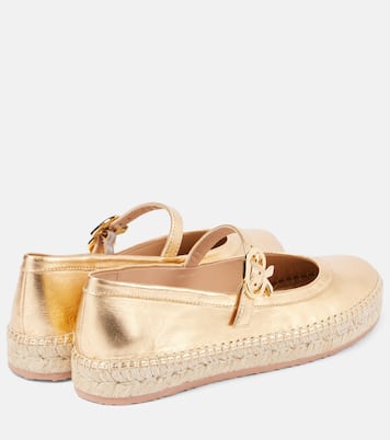 Mary-Jane-Ballerinas Elda aus Metallic-Leder | Gianvito Rossi