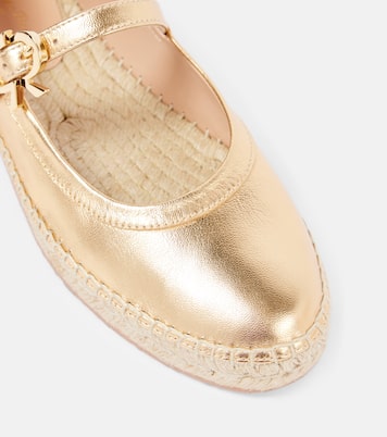 Mary-Jane-Ballerinas Elda aus Metallic-Leder | Gianvito Rossi