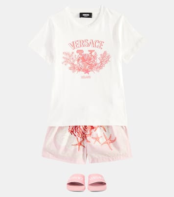 T-Shirt University Coral aus Baumwoll-Jersey | Versace Kids