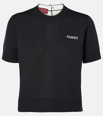 T-shirt en coton, laine et soie mélangés | Gucci