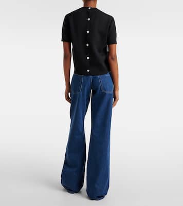 T-shirt en coton, laine et soie mélangés | Gucci