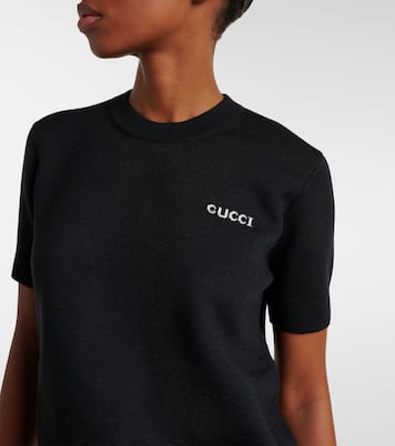T-shirt en coton, laine et soie mélangés | Gucci