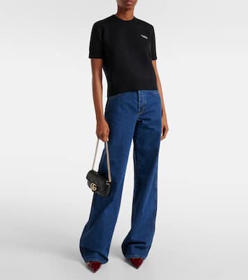 T-shirt en coton, laine et soie mélangés | Gucci