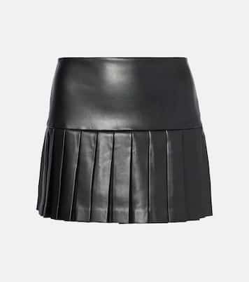 Pleated faux leather miniskirt | Norma Kamali