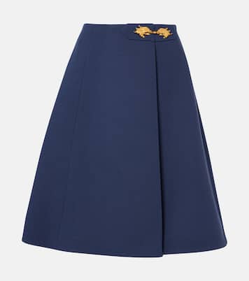 Jupe midi en crêpe de laine vierge | Valentino