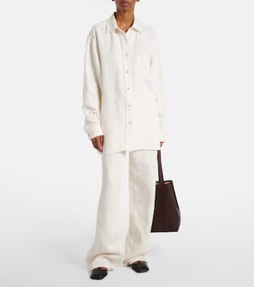 Jeans regular Eglitta in lino a vita media | The Row