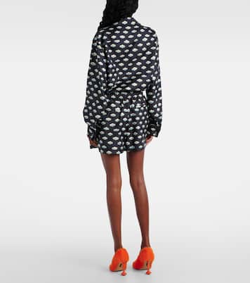 Shorts de sarga de seda estampados | Loewe