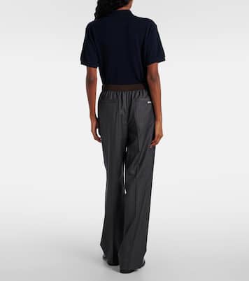 Pinstripe virgin wool wide-leg pants | Miu Miu