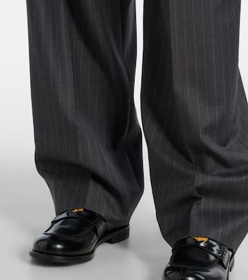 Pinstripe virgin wool wide-leg pants | Miu Miu