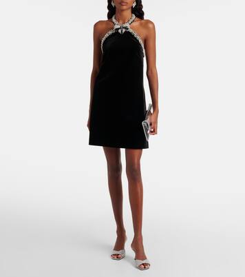 Crystal-embellished velvet minidress | Self-Portrait