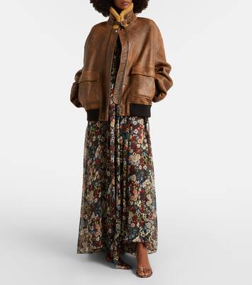 Sandor shearling-trimmed leather jacket | Khaite