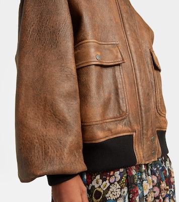 Sandor shearling-trimmed leather jacket | Khaite