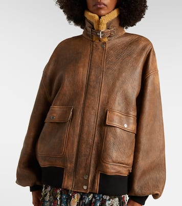 Sandor shearling-trimmed leather jacket | Khaite
