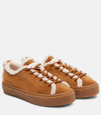 Shearling-trimmed suede low-top sneakers  | Inuikii