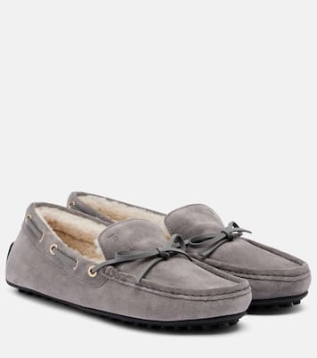 Gommino shearling-lined suede boat shoes | Tod's