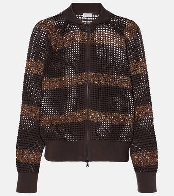 Open-knit sequined cotton cardigan  | Brunello Cucinelli