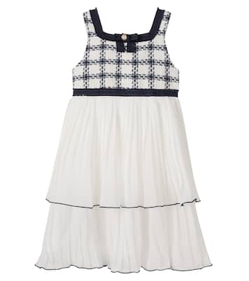 Checked plissé cotton-blend tweed dress | Patachou