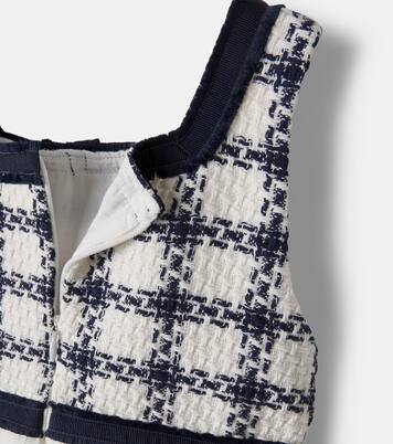 Checked plissé cotton-blend tweed dress | Patachou