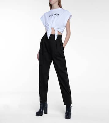 High-rise straight stretch-wool pants | Miu Miu
