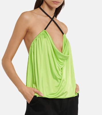 Pauline leather-trimmed top | The Attico