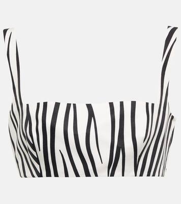 Zebra-print cotton and silk bralette | Valentino