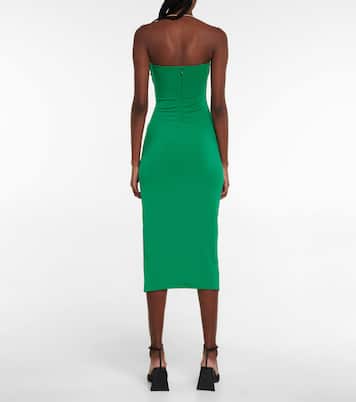 Strapless jersey ruched midi dress | Self-Portrait