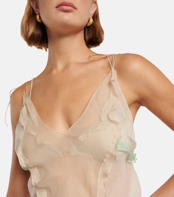 Sheer ruffled silk chiffon top | Fendi