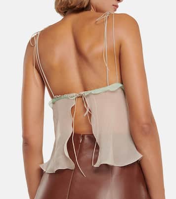 Sheer ruffled silk chiffon top | Fendi