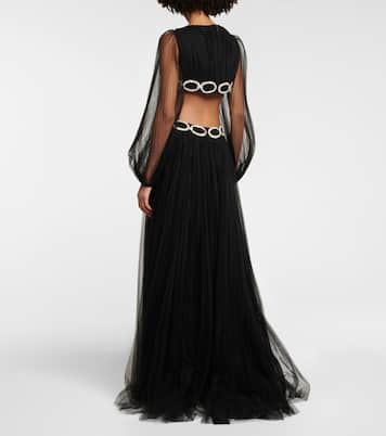 Abito lungo in tulle con cut-out | Valentino