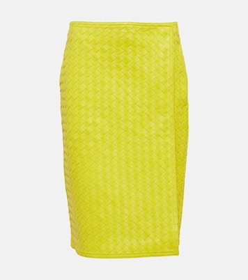 Jupe midi en cuir Intrecciato | Bottega Veneta