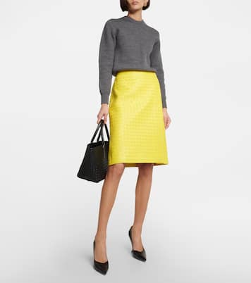 Jupe midi en cuir Intrecciato | Bottega Veneta
