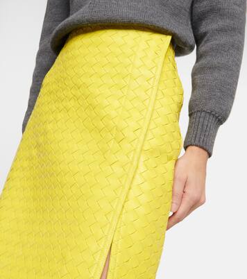 Jupe midi en cuir Intrecciato | Bottega Veneta