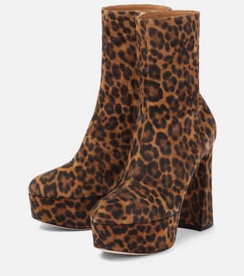 Leopard-print suede platform ankle boots | Gianvito Rossi