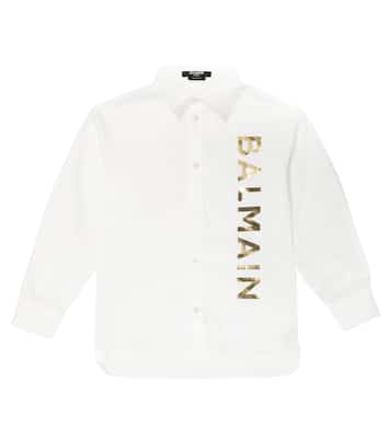 Camisa de algodón con logo | Balmain Kids