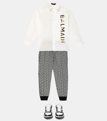 Camisa de algodón con logo | Balmain Kids