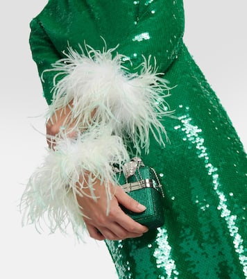 Sequined feather-trimmed gown | Self-Portrait