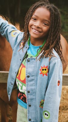 Giacca varsity di jeans con ricamo | Stella McCartney Kids