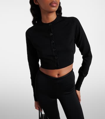 Cardigan raccourci en laine mélangée | Alaïa
