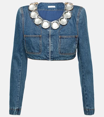 Giacca di jeans cropped con cristalli | Area