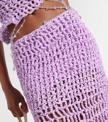 Falda midi de croché con cuentas | Susan Fang