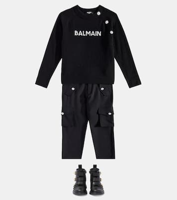 Pull en laine mélangée à logo | Balmain Kids