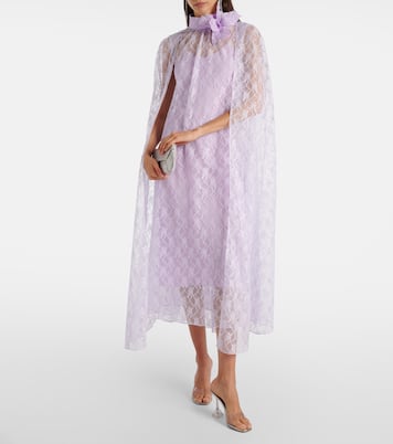 Caped floral lace midi dress  | Rodarte