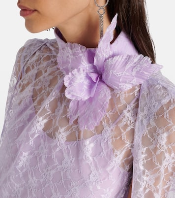 Caped floral lace midi dress  | Rodarte