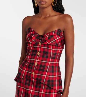 Abito midi in tartan di lana | Alessandra Rich