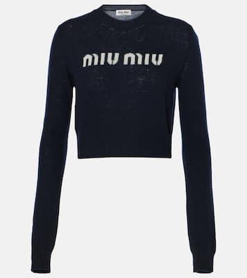 Pullover in lana e cashmere con intarsi | Miu Miu