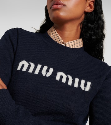 Pullover in lana e cashmere con intarsi | Miu Miu