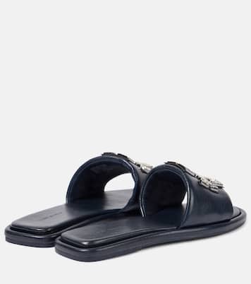 Double T Deco Sport leather slides | Tory Burch
