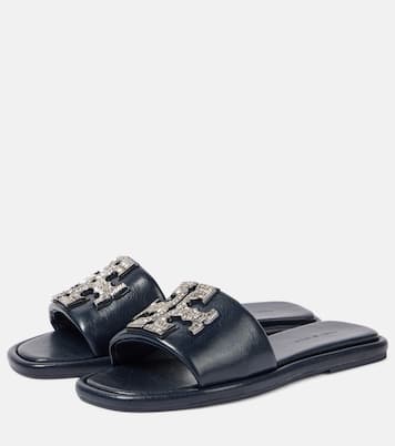 Double T Deco Sport leather slides | Tory Burch