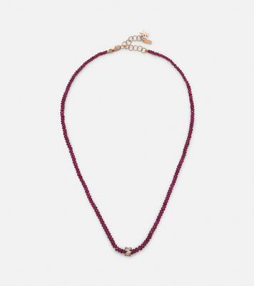 Infinite 18kt rose gold necklace with rubies and diamonds | Suzanne Kalan